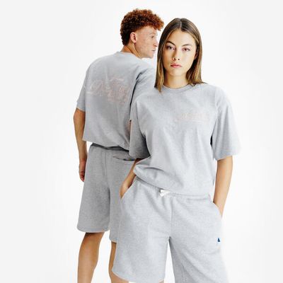 DECATHLON T-Shirt Damen/Herren Grafik - grau meliert