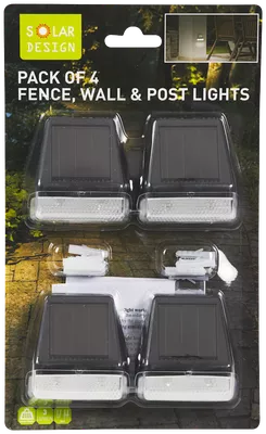 Solar Wall or Fence Light 3 Lumens 4pk