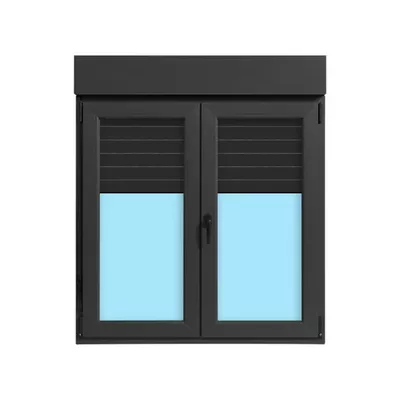 VENTANA PVC  OSCILOBATIENTE CON PERSIANA GRIS GRAFITO 120X138CM