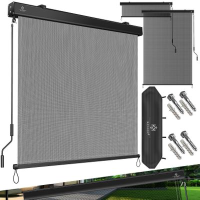 KESSER® Senkrechtmarkise Außenrollo Handkurbelmechanismus Balkonrollo Sonnen & Sichtschutz Beschattung Sonnenschutz Außen Rollo mit Kurbel Markisenkasten Balkon & Terrasse Inkl. Montageset & Abdeckung