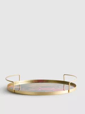 Bandeja redonda con frutas tropicales