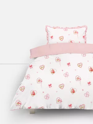 Set de funda nórdica individual con corazones