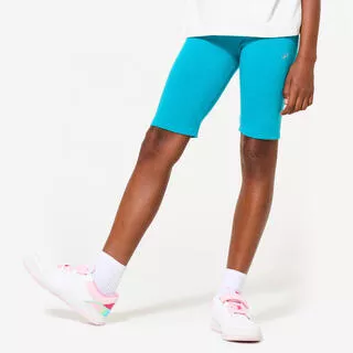 DOMYOS Pantaloncini ciclisti bambina ginnastica slim fit cotone turchesi