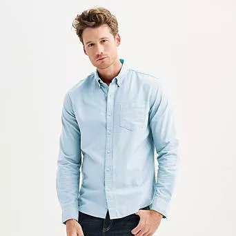 Men's Sonoma Goods For Life® Long Sleeve Perfect Length Button-Down Shirt
