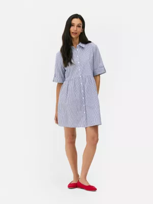 Vestido corto camisero a rayas