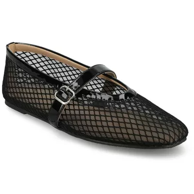 Journee Womens Casha Mesh Slip On Square Toe Dress Flats