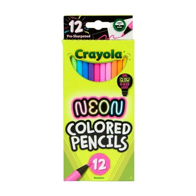 Crayola Neon Colored Pencils Set (12ct), Glow in the Dark Colored Pencils for Kids, Presharpened, Gift for Kids, Ages 3+