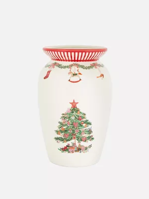 Jarrón tipo urna con árbol de Navidad