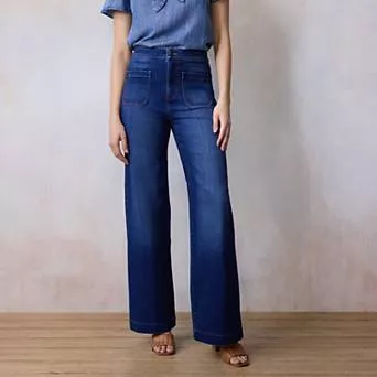 Women's LC Lauren Conrad Super High Rise Wide Leg Denim Trousers