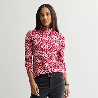 Women's Croft & Barrow® Essential Long-Sleeve Mockneck Top