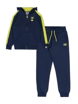 LEONE 1947 APPAREL Tuta da bambino in cotone non garzato con cappuccio e zip Leone Denim Blue