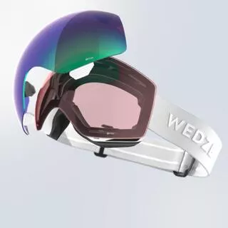WEDZE Maschera sci e snowboard adulto e bambino G 900 I bianca
