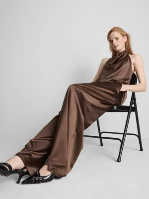 Pantalones de satén de pernera ancha