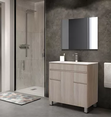 MUEBLE DE BAÑO LONDRES ROBLE 80X45CM 3 PUERTAS Y 2 CAJONES