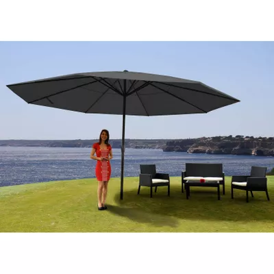 Sonnenschirm Carpi Pro, Gastronomie Marktschirm ohne Volant Ø 5m Polyester/Alu 28kg ~ anthrazit ohne Ständer