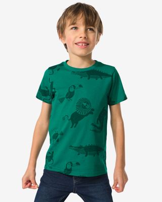 HEMA Kinder T-shirts Dieren - 2 Stuks Groen (groen)