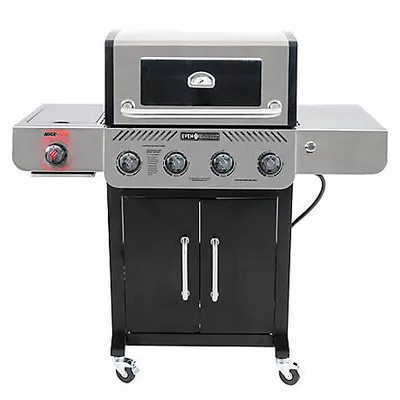 Even Embers 4-Burner Propane Gas Grill, Black/Silver, With Sear Burner
