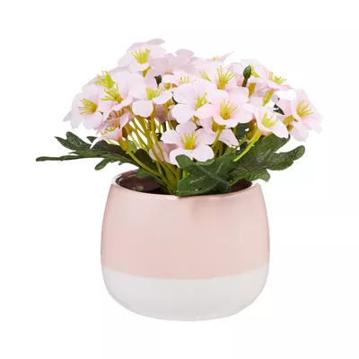 Faux Blossoms In Colour Pot Pink/White