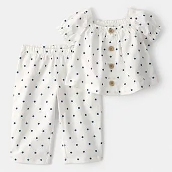 Baby Carter's 2 pc Polka Dot Short Sleeve Top & Pant Set