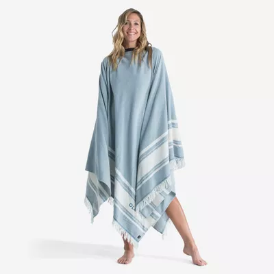 Strandhandtuch Poncho 190 × 190 cm grau/blau