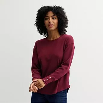 Women's Sonoma Goods For Life® Cozy Waffle Pullover Top
