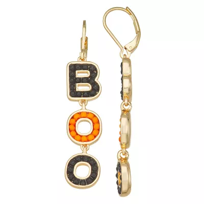 Napier Gold Tone Boo Drop Earrings