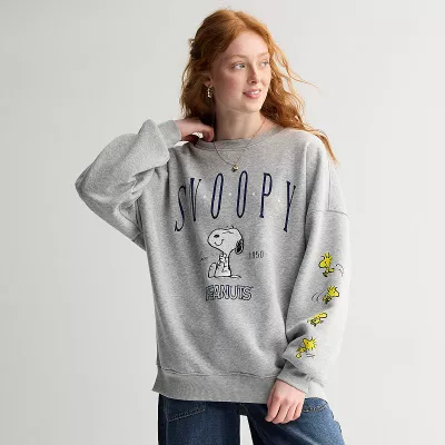 Juniors' Peanuts Snoopy And Woodstock Since 1950 Graphic Pullover