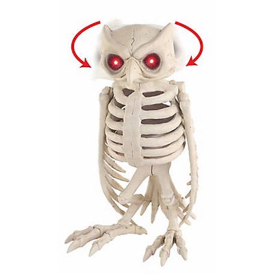 New!  Red Shed 13 in. Owl Skeleton Halloween Animatronic