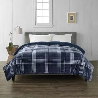 Cuddl Duds® Blue Plaid Soft Comforter