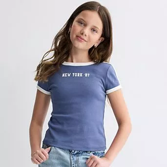 Girls 7-20 SO® Short Sleeve Graphic Baby Tee in Regular & Plus Size
