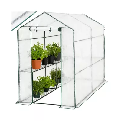 tectake® Foliengewächshaus, 3,6 m³, mit 4 Regalebenen, UV-beständig, inklusive Spannseile und Heringe, 186 x 120 x 190 cm