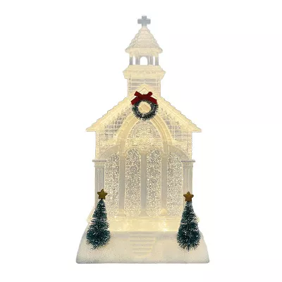 St. Nicholas Square® Holiday LED Church Shimmer Snow Globe Table Decor