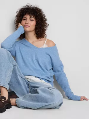 Jersey suave con cuello de pico