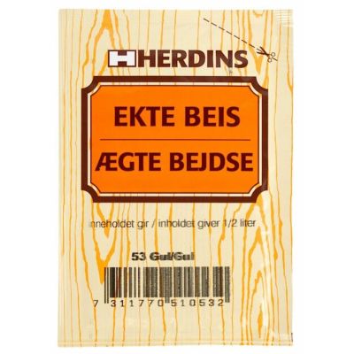 Herdins, Vand-/spritbejdsepulver, nr. 53, gul, 1 stk.