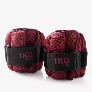 DOMYOS Cavigliere/polsiere palestra modulabili 2x1Kg bordeaux