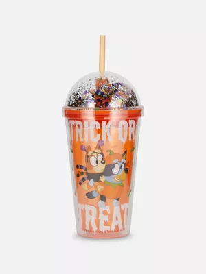 Vaso con pajita de Bluey de Halloween