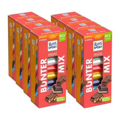 Ritter Sport Tafelschokolade mini Bunter Mix 150 g, 8er Pack