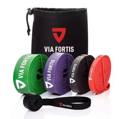 VIA FORTIS Elastikband mit Übungsanleitung für Fitness, Gymnastik, Dehnung