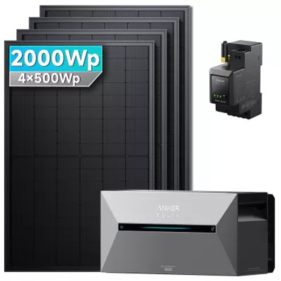 Solarmars® 2000W Balkonkraftwerk mit Speicher, Anker SOLIX Solarbank 2 E1600 pro - Ohne Halterung
