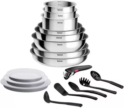 Batterie de cuisine TEFAL Cook Eat 17pcs Ingenio Inox