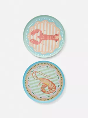 Pack de 2 platos pequeños con diseño de marisco