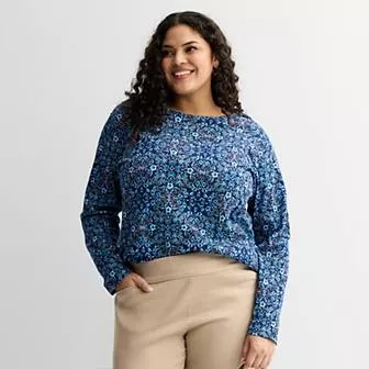 Plus Size Croft & Barrow® Essential Crewneck Long Sleeve Tee