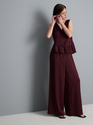 Pantalones de satén rectos texturizados