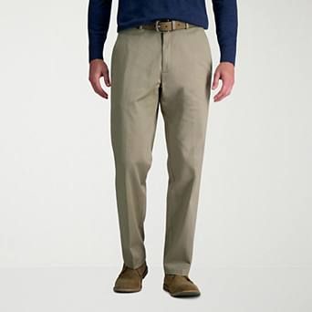 Men's Haggar® Wrinkle Free Performance Comfort Waistband Khaki Classic Fit Flat Front Pant