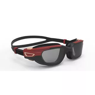 Occhialini piscina SPIRIT lenti fumé viso grande nero-rosso