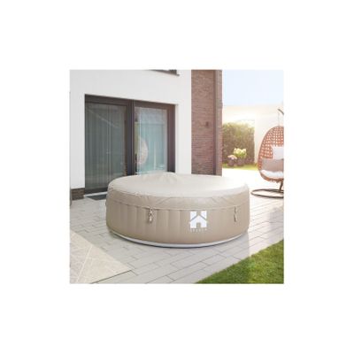 HOME DELUXE Outdoor Whirlpool SPLASH inkl. Abdeckung - Ø208 cm 6 Personen Beige