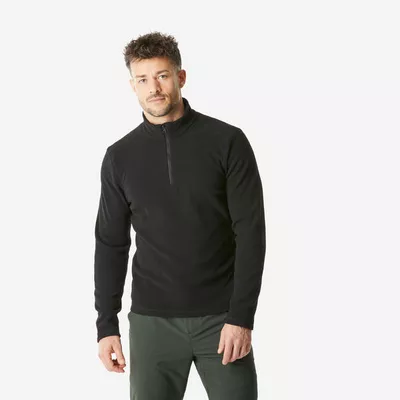 QUECHUA Fleecepullover Herren 1/2 Reißverschluss Wandern - MH100 schwarz