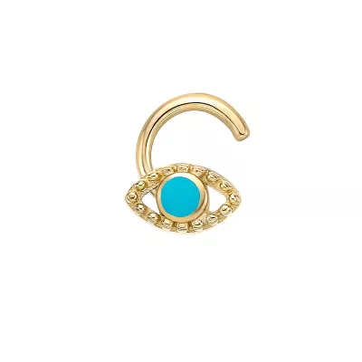 Lila Moon 10k Gold Evil Eye Curved Nose Stud