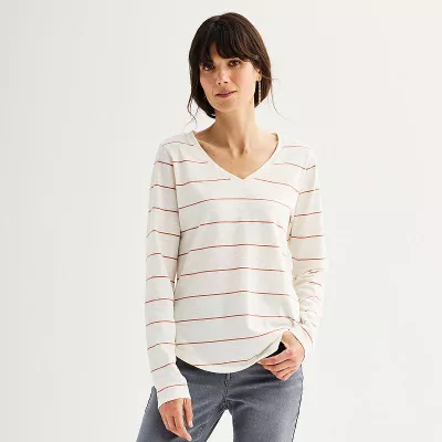 Women's Sonoma Goods For Life® Everyday Long Sleeve V-Neck T-Shirt