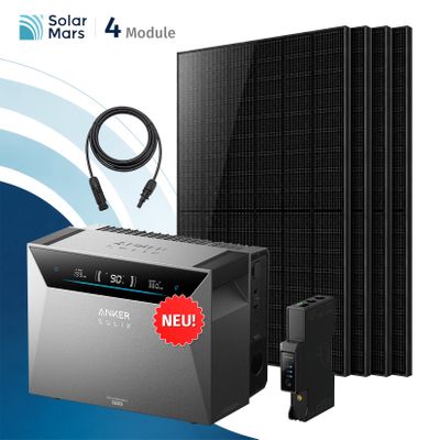 SolarMars® 2000W Balkonkraftwerk mit Speicher, Anker SOLIX Solarbank 4 E5000 Pro,5kWh - Ohne Halterung